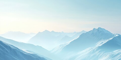 Serene Winter Mountain Panorama: A Breathtaking View of Snow-Capped Peaks Under a Pale Sky