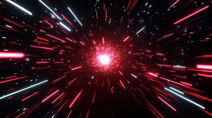 Abstract view of a cosmic vortex with radiant light and glowing streaks, creating a dynamic scene