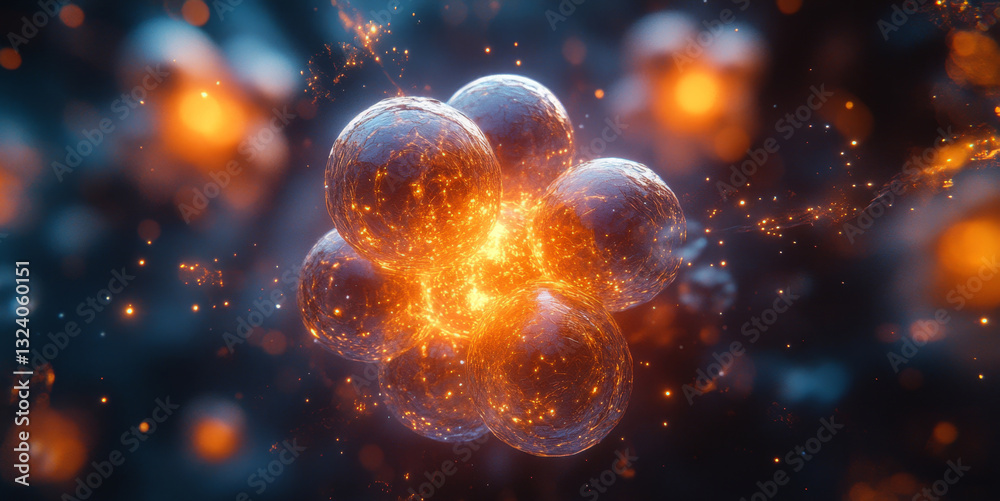 Fototapete A vibrant visualization captures the complex interactions of qubits illustrating superposition and entanglement within a quantum computing framework. This representation highlights dynamic processes.