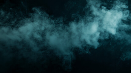 Cloud of steam glitter mist agreen blue smoke on dark
