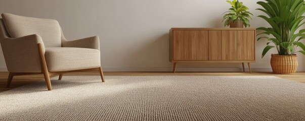 A modern living room interior featuring furniture and houseplants naturally