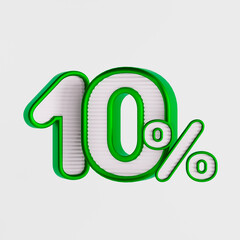 3D illustration discount number for purchases with discounts of 10 percent. 10%
