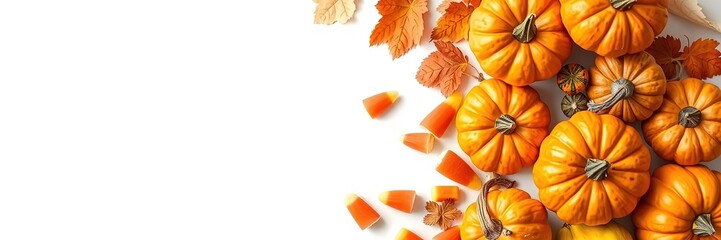 Candy Corn and Pumpkins Autumnal Display