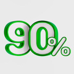 3D illustration discount number for purchases with discounts of 90 percent. 90%