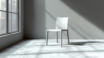 Minimalist chair in modern interior bright room still life photography calm atmosphere close-up view