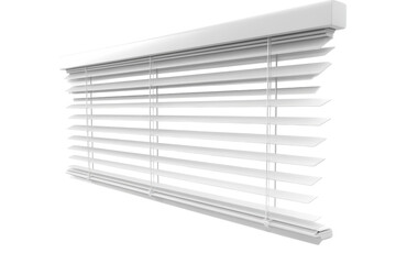 Elegant white blinds gracefully filtering light in a modern home setting during daytime isolated on transparent background