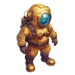 Vintage Diver: A Nostalgic Plunge into the Deep Sea's Depths with Classic Diving Suit, Embark on Aquatic Adventure with Retro Charm in this Maritime Exploration.