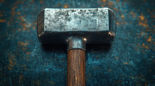 A bold, metallic hammer, its teeth gleaming under the harsh spotlight of an industrial studio, stands isolated against a transparent backdrop, a stark reminder of the raw power of industry.