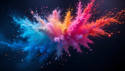 Vibrant Color Explosion Abstract Paint Burst Dynamic Multicolored Ink Splashes