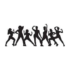 silhouettes of dancing girls Zumba dance vector