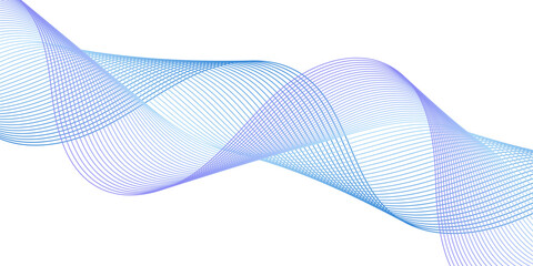 Abstract background with lines and waves. Medium banner size. Element for design isolated on white. Vector background for brochure, booklet, flyer, poster. Colorful gradient. Blue and purple