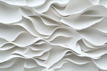Abstract white paper wave art installation