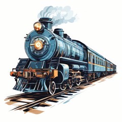 Naklejka premium an AI Image Generator, Vintage Steam Locomotive Traversing Scenic Countryside