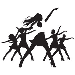 silhouettes of dancing girls Zumba dance vector