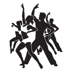 silhouettes of dancing girls Zumba dance vector