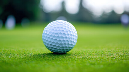 Obraz premium A close-up shot of a golf ball on lush green grass, perfect for sports-related content.