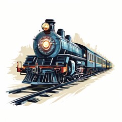 Naklejka premium an AI Image Generator, Vintage Steam Locomotive Traversing Scenic Countryside