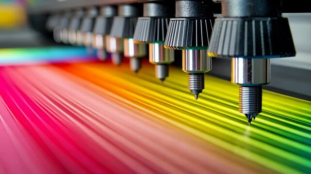 Precision plotter printing calibrating cmyk heads depositing ink key offset color spectrum glossy offset machine press fountain key color chart machine press fountain across color video 4k