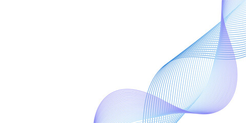 Abstract background with lines and waves. Medium banner size. Element for design isolated on white. Vector background for brochure, booklet, flyer, poster. Colorful gradient. Blue and purple