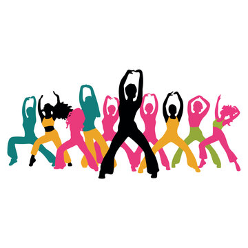 silhouettes of dancing girls Zumba dance vector