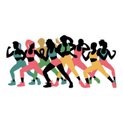 silhouettes of dancing girls Zumba dance vector