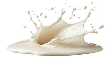 Creamy milk splash with a dynamic motion, isolated on a white background, capturing the essence of freshness and dairy in a visually appealing way.