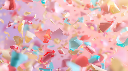 Floating multicolor paper confetti creating a dreamy and festive atmosphere