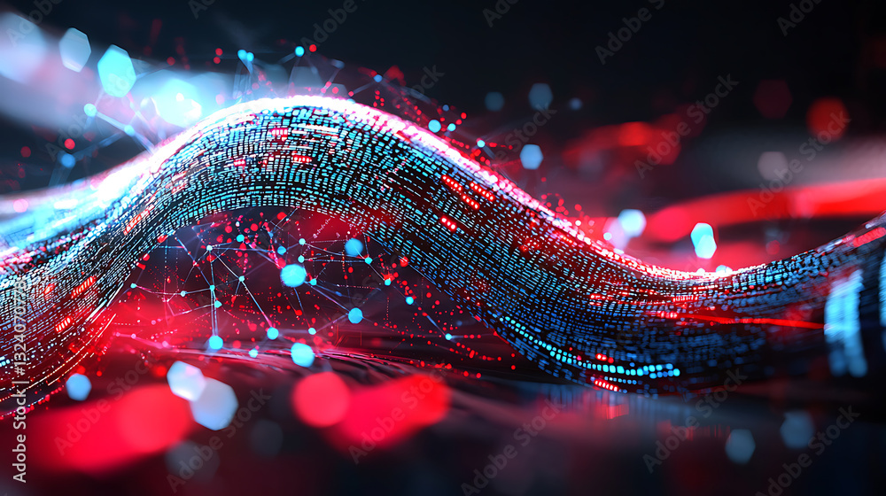 Poster digital wave visualization abstract art technology environment artistic style close-up data represen