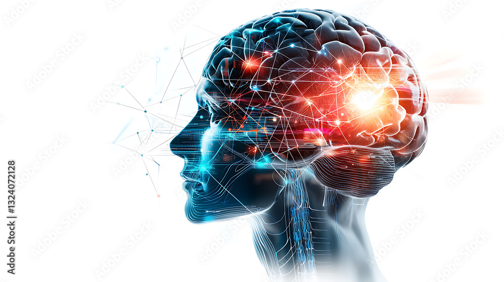 Poster exploring neural connections artificial intelligence insights digital realm visual representation fu