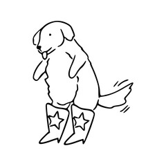 cute dog in star boots doodle vector