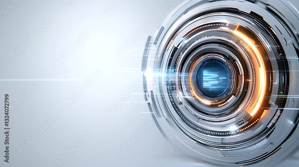 Poster futuristic digital interface virtual environment 3d animation tech innovation abstract view cybernet