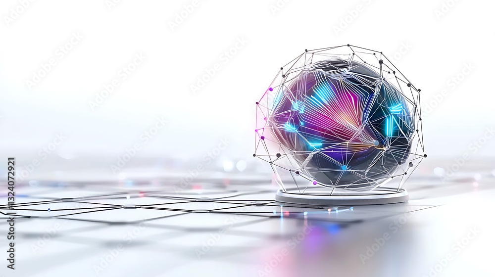 Poster dynamic visualization of a data-driven globe futuristic studio digital artwork abstract environment 