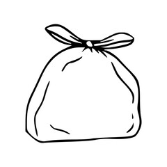 simple tied bag outline vector
