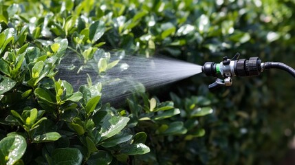 Spraying tree leaves with chemical pesticides to protect against pests. Agricultural worker using a sprayer for plant protection in a green environment