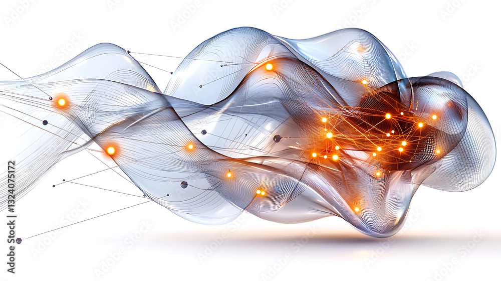 Poster dynamic wave of light patterns digital realm abstract art virtual environment close-up view modern a
