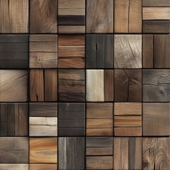 Wooden mosaic of various brown hues and textures.