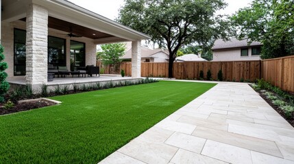 Modern Backyard Design: Patio, Lawn, & Walkway