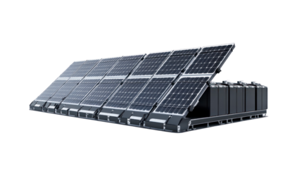 Modern solar panel system on a portable base, showcasing innovative energy solutions for sustainable living.