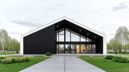 Obraz premium Modern Black & White House Exterior Design