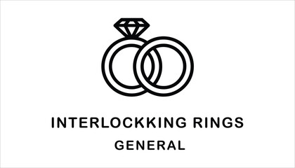 Interlocking Wedding Rings Icon. Minimalist Engagement Ring Vector.