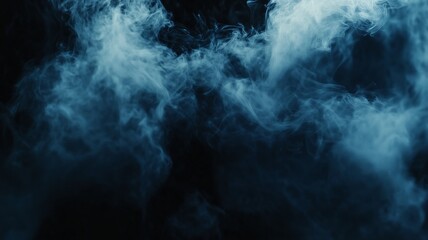 Fototapeta premium A highly detailed dark background with swirling wisps of deep blue smoke illuminated by soft, cool-toned lighting