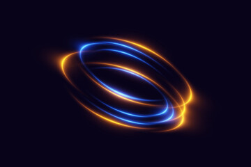 Glowing spiral neon light. Particles of sparks of a circle, and dyno speed.