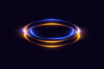 Glowing spiral neon light. Particles of sparks of a circle, and dyno speed.