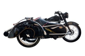Vintage black English sidecar motorcycle