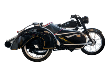 Vintage black English sidecar motorcycle