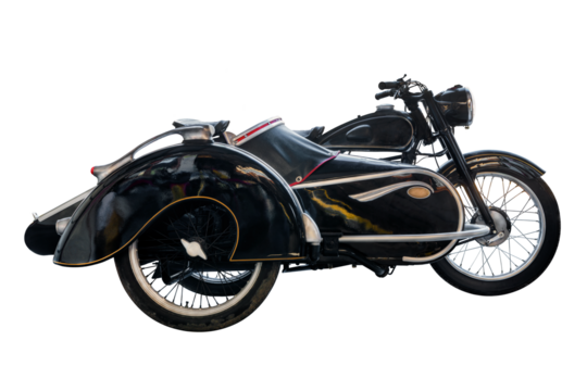 Vintage black English sidecar motorcycle