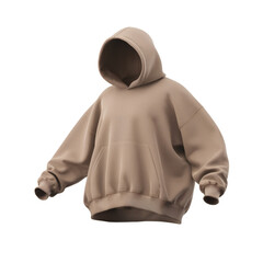 Modern and Simple Floating Beige Oversized Hoodie with a Casual and Versatile Design – Beige Hoodie PNG – Plain Hoodie with Transparent Background
