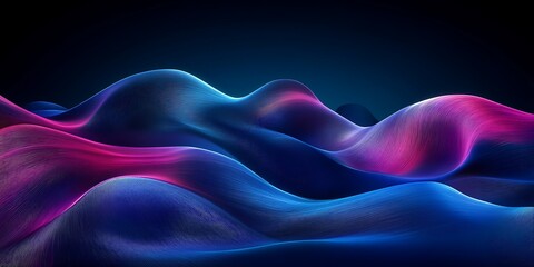 Obraz premium Neon Wavescape, Abstract Digital Art