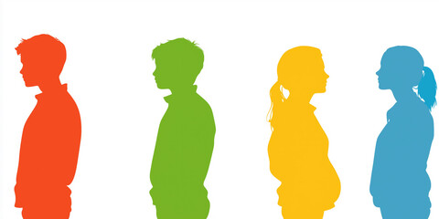 A collection of human silhouettes representing different occupations, ages, and genders