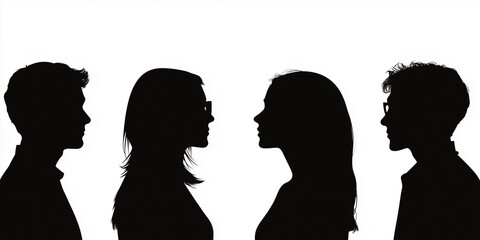 A collection of human silhouettes representing different occupations, ages, and genders